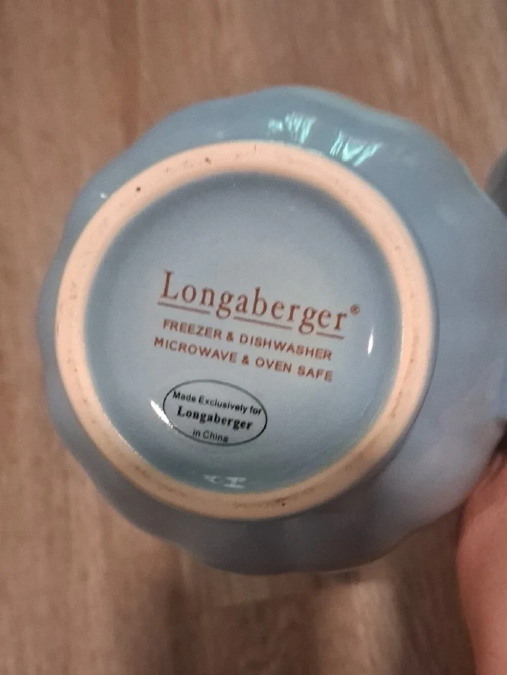Longaberger Light Blue Stoneware Sugar Bowl And Creamer